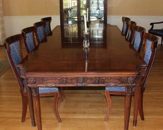 E.J. Victor “ Newport Mansion Collection” mahogany banquet table and ten chairs