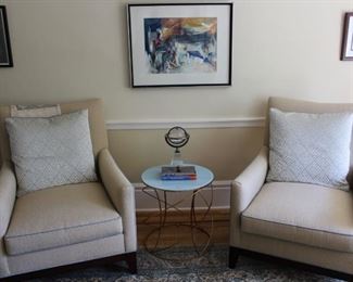 Pair of mid century modern Charles Stewart upholstered chairs