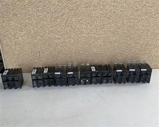 Lot of (10) 2 Pole Circuit Breakers and (1) 3 Pole