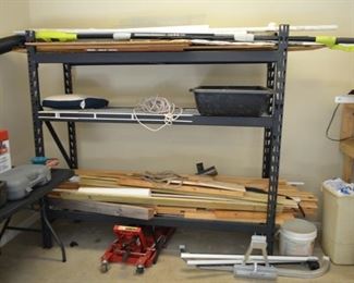 metal shelving; misc lumber
