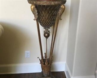 Item:   Italian style Gold tall plastic planter on solid base
Condition:   Excellent
Measurements: 17d x 47h

Price:  $75
