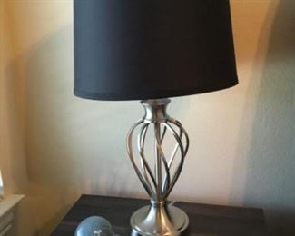 Item:   Table Lamp with Silver Base and Black Shade
Condition:   Excellent
Measurements:  26h

Price: $50
