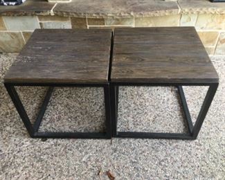 Item:  Pair of Metal and wood outdoor side tables
Condition:  Good

Price:  $50 pair
