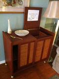This Component Cabinet has been "Re-purposed" 
Danish Modern in Style on wheels.