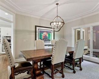 Beautiful Dining Room Table with two leaves and
Dining Room Chairs, from The Find