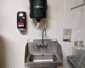 Advance Tabco Sink, Tork Paper Towel Dispenser, And Soap Dispenser