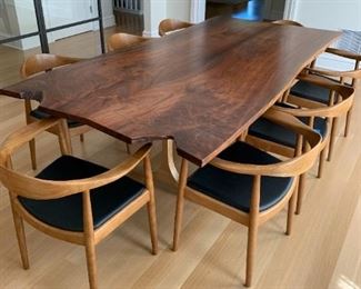 Alternate view - Solid walnut live edge slab dining table with solid cast bronze base legs by Jeffrey Greene. MEASUREMENTS: 31"H x 94 1/2"L x 48 1/2"D. $1850.