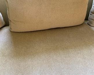 Alternate view - Curved Interior Crafts sofa with down filled cushions. MEASUREMENTS: 27 1/2"H x 96"L x 42"D. $1200.