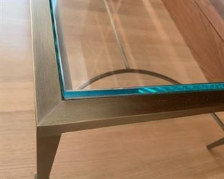 Alternate view - Baker bronze and glass coffee table. MEASUREMENTS: 17"H x 48"L x 24"D. $350