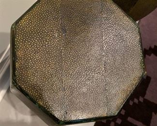 Alternate view - Set of Chinese drum style leather stools. MEASUREMENTS: 18"H x 10 1/2"W. Pair - $150