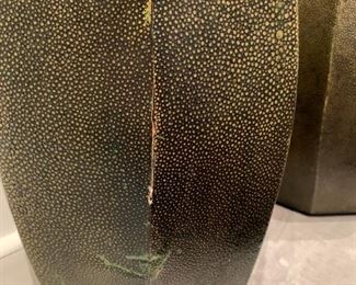 Alternate view - Set of Chinese drum style leather stools. MEASUREMENTS: 18"H x 10 1/2"W. Pair - $150