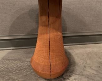 Alternate view - Chinese Brass side table with solid wooden base. MEASUREMENTS: 21 1/2"H x 21 1/2"D. $150
