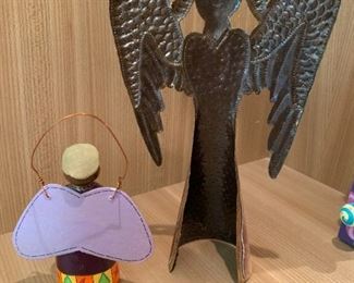 Alternate view - Pair of angel figurines. MEASUREMENTS: 12"H x 7"W. Smaller piece 5 1/4"H. $25