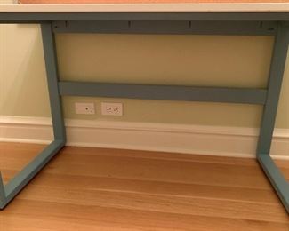 Alternate view - Desk with solid surface top on metal base. MEASUREMENTS: 24"H x 30"L x 20"D. $150