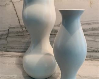 Pair of Klein Reid Eva Diesel Pottery vases. MEASUREMENTS: Tall Vase 12"H. Shorter vase 9 1/2"H. $150