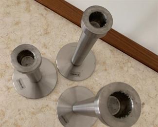 Alternate view - Trio of Blumus candlesticks. MEASUREMENTS: Tallest 8 3/4"H. $75