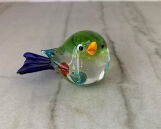 Petite Murano glass bird (chip to tail). MEASUREMENTS: 2 1/2"L. $5