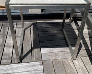 Alternate view - Pair of chrome and granite side tables. MEASUREMENTS: 19"H x 19" x 19". $225