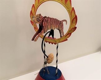 Alternate view - Tiger through ring of fire balancing sculpture. MEASUREMENTS: 16 1/2"H x 10"W. $75
