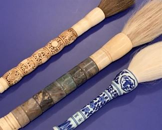 Alternate view - Three large vintage Japanese calligraphy brushes. MEASUREMENTS: Largest 16"Long by 1 1/2"W. All for $300.