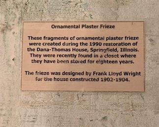 Alternate view - Ornamental Plaster Freize after Frank Lloyd Wright for Dana-Thomas House renovation. MEASUREMENTS: 1 3/4" Thick x 21"L x 8"W. $250
