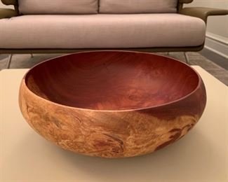 Alternate view - Large hand carved centerpiece bowl. Hairline fracture. MEASUREMENTS: 6"H x 14 1/4" D. $35