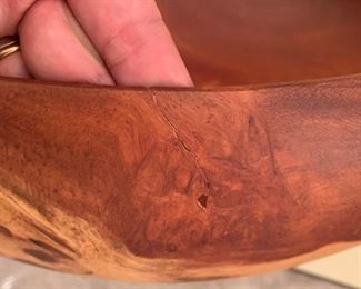 Alternate view - Large hand carved centerpiece bowl. Hairline fracture. MEASUREMENTS: 6"H x 14 1/4" D. $35