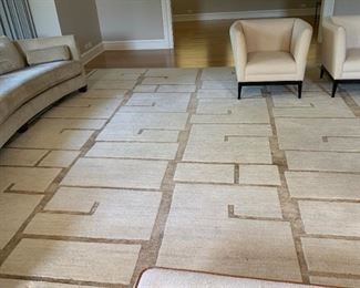 Large Tufenkian area rug in the Shanghai pattern. MEASUREMENTS: Approximately 16' x 14'. $1800