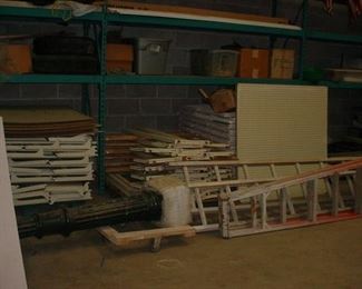 MUCH shelving...blue ones not for sale..and you can see many boxes yet to unpack