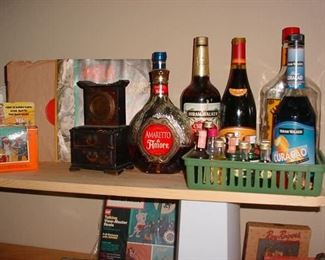 colorful bottles, Boy Scout memorabilia and other