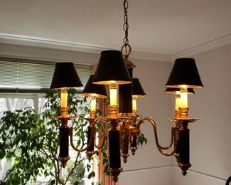 Black and brass chandelier