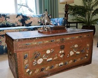Antique hand painted trunk