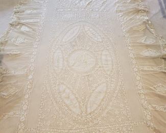 Two antique lace twin bed covers