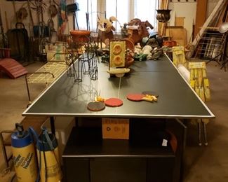 Garden items and a ping pong table