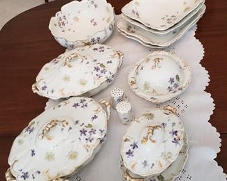 Covered entrees, bowl, serving bowls, three piece butter dish