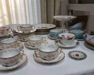 Antique Limoges and Nippon cups and saucers