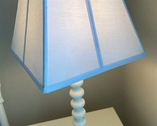 Lot 509. $68.00.  Set of Two Pottery Barn Teen Table Lamps. This lamp is totally white - no blue. 24"tall x10"wide