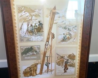 Lot 565.  $85.00  Ski Lodge print, pencil signed, 'Relais Alpins' signed by L. David.  22"x28"