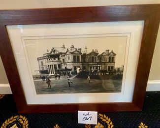 Lot 569. $50.00  Vintage golf club in Scotland.  28"x22". 