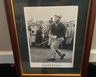 Lot 568.  $50.00. Arnold Palmer Photo with a nameplate B&W. 13" x 17".  