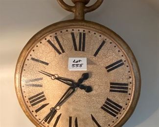 Lot 555. $85.00  Very Cool Large, pocket watch style, electric clock with Roman numerals.  43"H  x  29"W