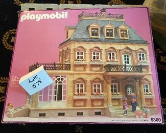 Lot 578. $225.00. Playmobil #5300 Victorian Mansion in original Box.   We believe there is also some furniture included in this lot, so a very good deal.  