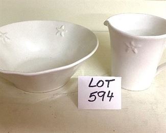 Lot 594. $18.00  Marco & Christina, Made in Italy, 7" pitcher and bowl