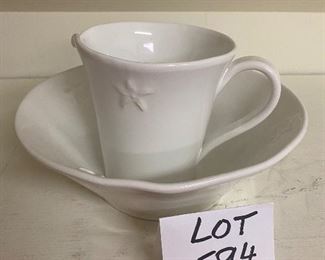 Lot 594.$18.00  Marco & Christina, Made in Italy, 7" pitcher and bowl.