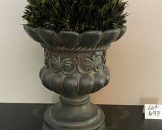 Lot 692.  $45.00  Large Topiary in Planter.  This is substantial sized. Great statement piece.  32"tall x 12" wide at the base!  It's also heavy. 