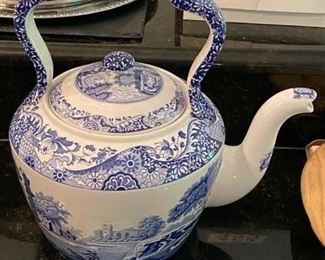 Lot 705. $85.00. Large Spode blue & white tea kettle.