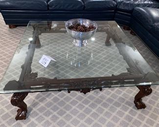 Lot 729 $475.00  Stunning Coffee Table from Merchandise Mart. with Ball and Claw Feet.
