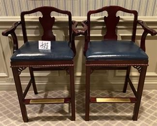 Lot 752. $600/pair. These beautiful bar stools measure W 23" x D22 x H 42".   Exceptional quality; original price was $823.50 each at the Mart.  Sooooooo Nice!