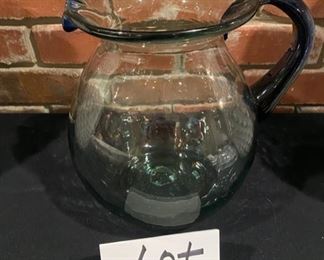 Lot 743. $15.  Margarita Pitcher from Mexico.  Ole!  Hand blown and lovely glass.