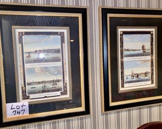 Lot 747. $90.00. 2 prints, framed various views of Kent, England 